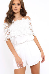 White Crochet Playsuit - Bec