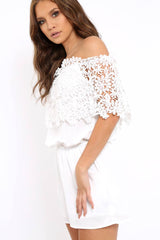 White Crochet Playsuit - Bec