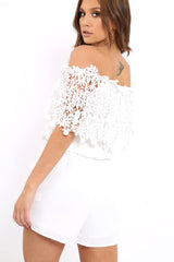 White Crochet Playsuit - Bec
