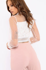 White Crochet Mesh Crop Top - Ayana