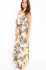 Yellow Floral Cami Maxi Dress - Kemmy