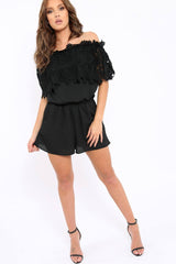 Black Crochet Playsuit - Bec