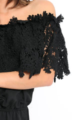 Black Crochet Playsuit - Bec