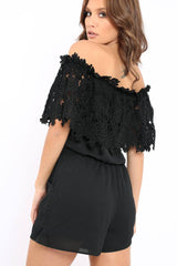 Black Crochet Playsuit - Bec