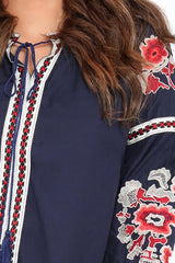 Navy Embroidered Shirt Dress - Nikki