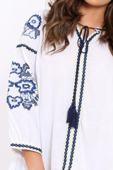 White Embroidered Shirt Dress - Nikki