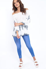 White Bardot Embroidered Top - Nylla