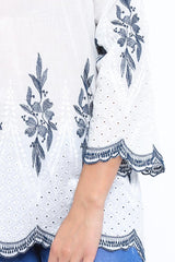 White Bardot Embroidered Top - Nylla