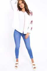White Embroidered Blouse - Gabbie