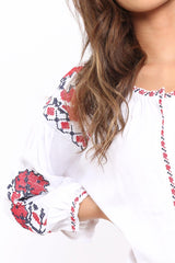White Embroidered Blouse - Gabbie