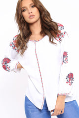White Embroidered Blouse - Gabbie