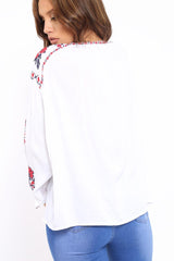 White Embroidered Blouse - Gabbie