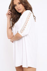 White Crochet Shift Dress - Tarria