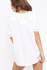 White Crochet Shift Dress - Tarria