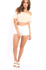 White Ripped Denim Shorts - Melisa