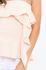 Nude Bandeau Frill Top - Priah