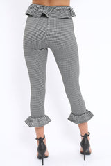 Black Gingham Frill Hem Trousers - Marianne