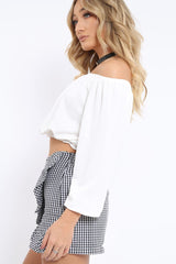 White Bardot Crop Top - Brooke