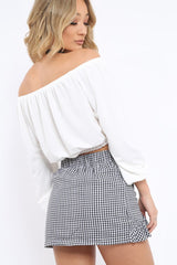 White Bardot Crop Top - Brooke