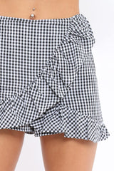 Black Gingham Ruffle Skort - Becci