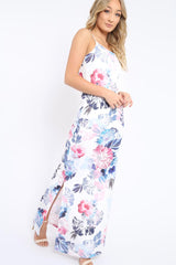 White Floral Print Maxi Dress - Karin