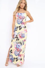 Yellow Floral Print Maxi Dress - Karin