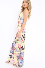 Yellow Floral Print Maxi Dress - Karin