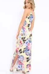 Yellow Floral Print Maxi Dress - Karin
