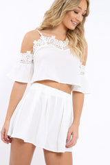 White Crochet Co-ord Set - Sharna