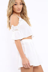 White Crochet Co-ord Set - Sharna