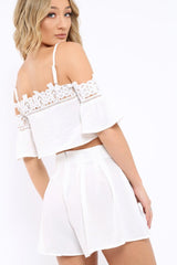 White Crochet Co-ord Set - Sharna