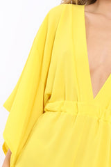 Yellow Kimono Plunge Playsuit - Alisa