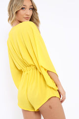 Yellow Kimono Plunge Playsuit - Alisa