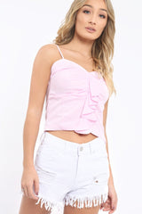 Pink Ruffle Front Cami Top - Alanna