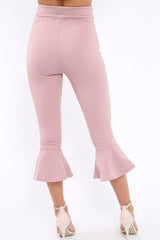 Mauve Cropped Flare Hem Trousers - Aniesha