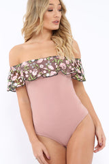 Rose Embroidered Bardot Bodysuit - Diya