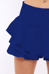 Royal Blue Frill High Waisted Shorts - Claudelle