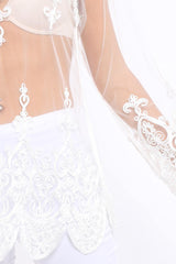 White Embroidered Sheer Mesh Top - Cher