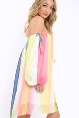 Multi Coloured Bardot Shift Dress - Edie