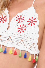 White Crochet Halter neck Bralet - Edith