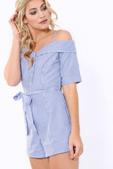 Blue Stripe Playsuit - Carlynn