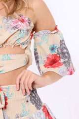 Nude Floral Co-Ord Set - Adana