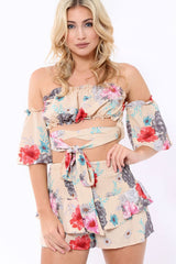 Nude Floral Co-Ord Set - Adana