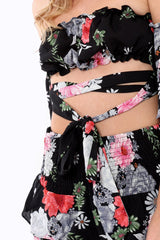 Black Floral Co-Ord Set - Adana