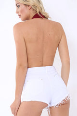 Wine Plunge Halterneck Bodysuit - Lona