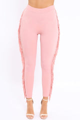 Pink Fringe Leggings - Rosaleen