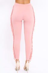 Pink Fringe Leggings - Rosaleen