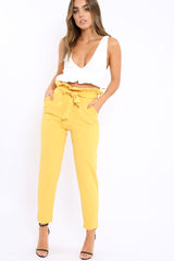 Yellow Paper Bag Tie Waist Cigarette Trousers - Karmen