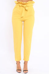Yellow Paper Bag Tie Waist Cigarette Trousers - Karmen
