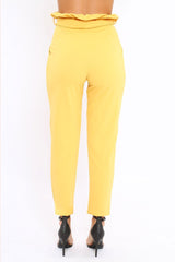 Yellow Paper Bag Tie Waist Cigarette Trousers - Karmen